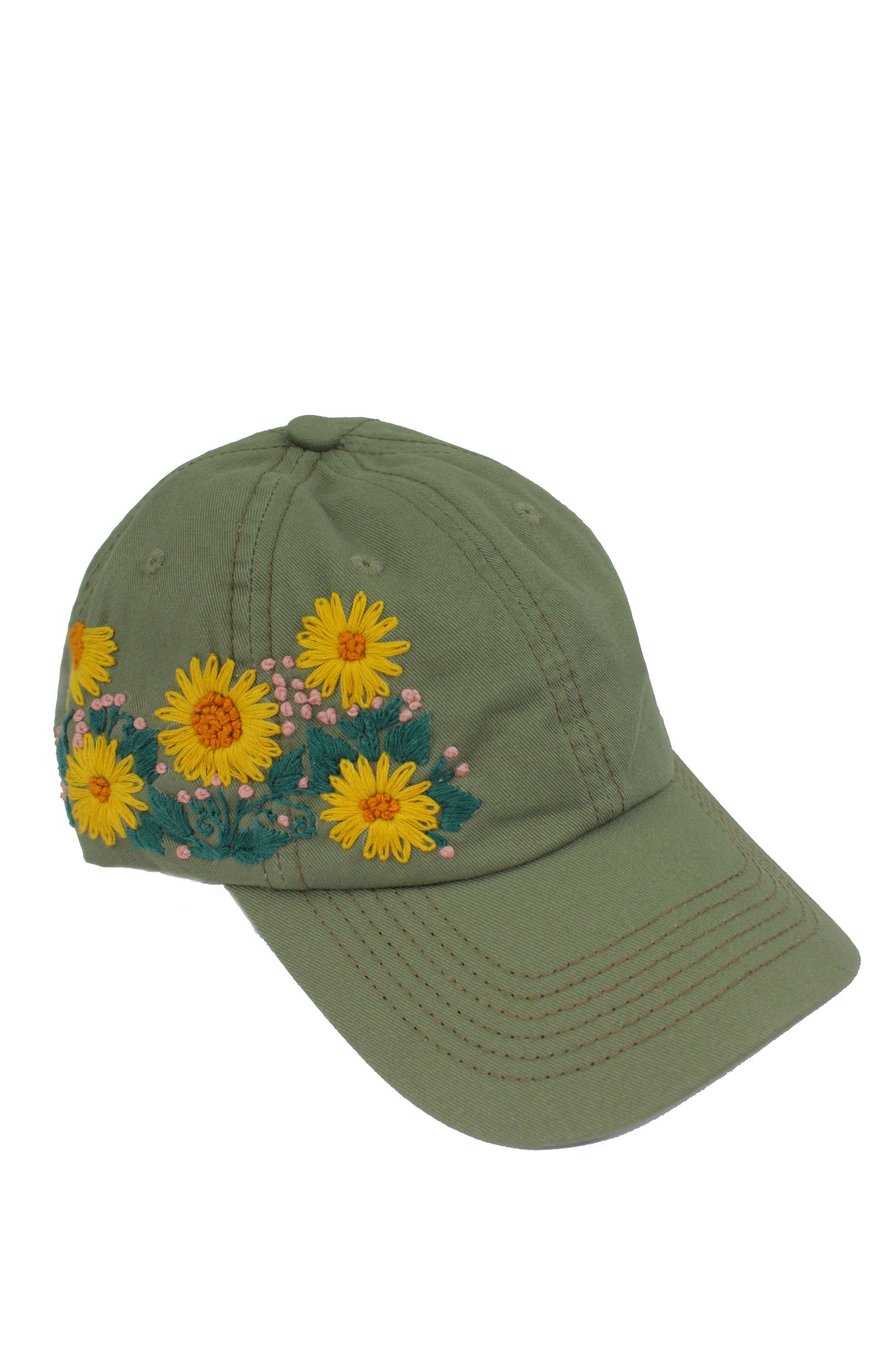 Handbestickte Cap - khaki