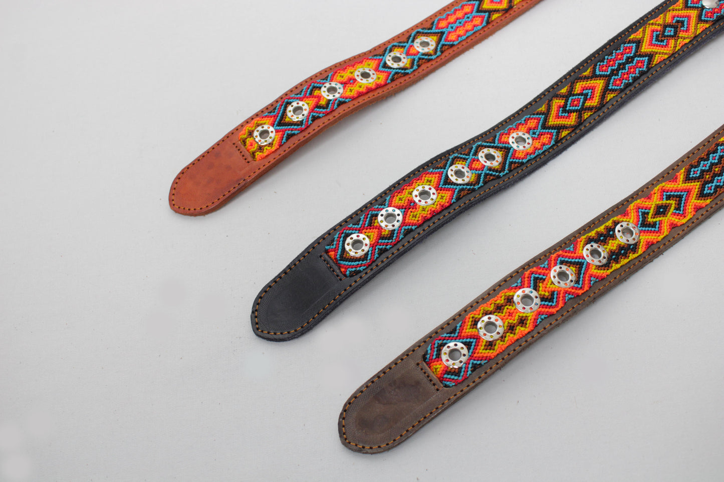 Mexikanisches Hundehalsband M, L, XL - braun Boho
