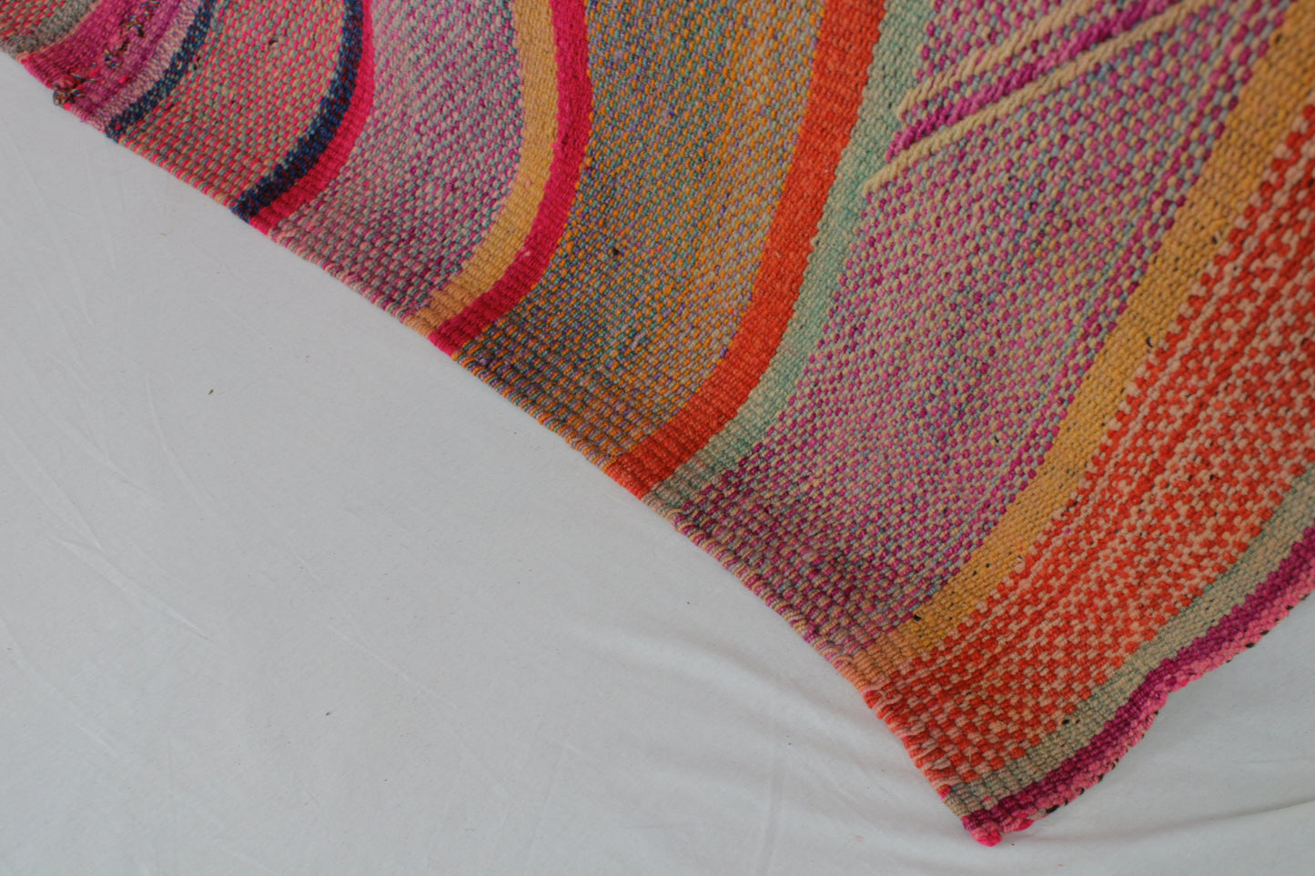 Handgefertigter Frazada-Teppich aus Peru – farbenfroh, traditionell und ideal für Balkon, Terrasse oder gemütliche Wohnräume. Dieser bunte Teppich bringt peruanisches Kunsthandwerk und Wärme in dein Zuhause und setzt lebendige Akzente im Boho- oder Ethno-Stil für drinnen und draußen.
