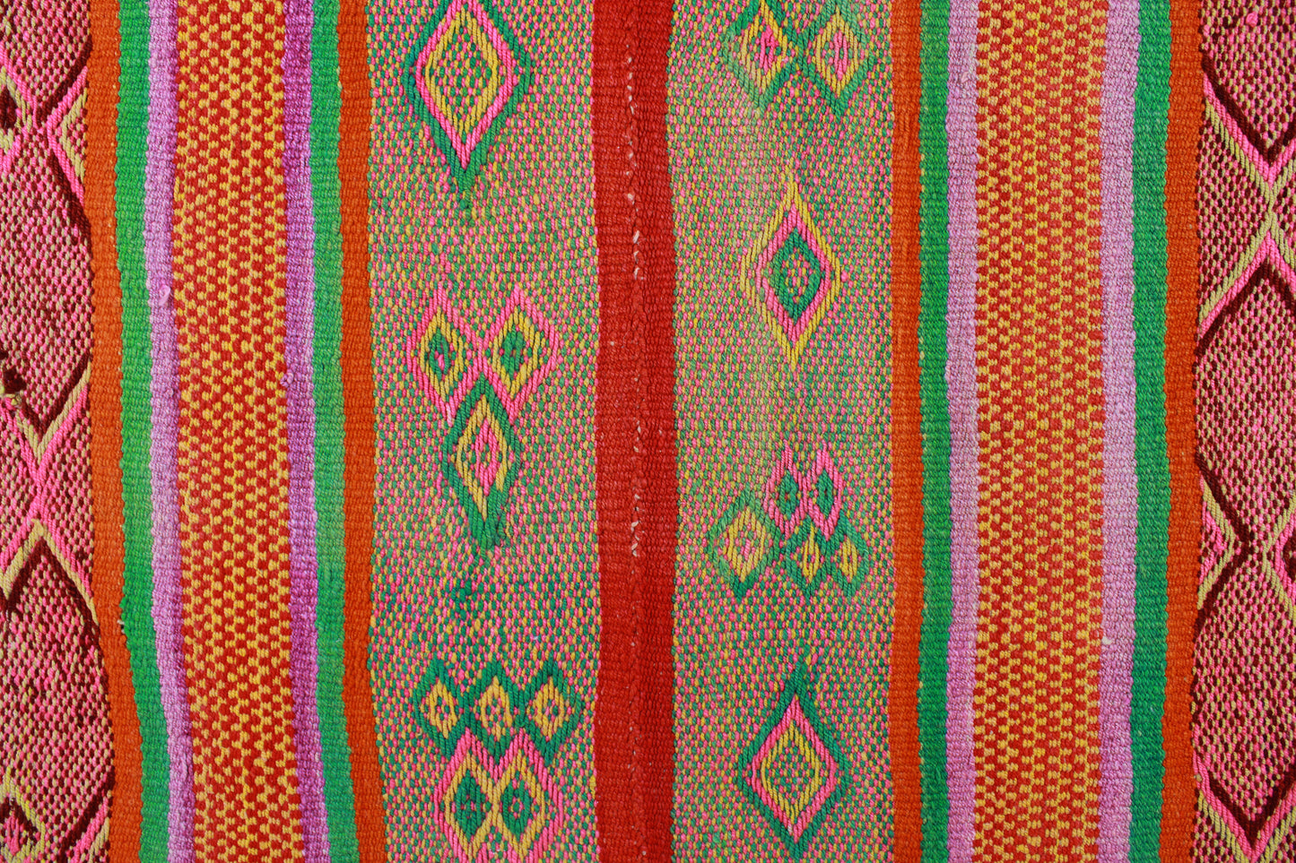 Handgefertigter Frazada-Teppich aus Peru – farbenfroh, traditionell und ideal für Balkon, Terrasse oder gemütliche Wohnräume. Dieser bunte Teppich bringt peruanisches Kunsthandwerk und Wärme in dein Zuhause und setzt lebendige Akzente im Boho- oder Ethno-Stil für drinnen und draußen.