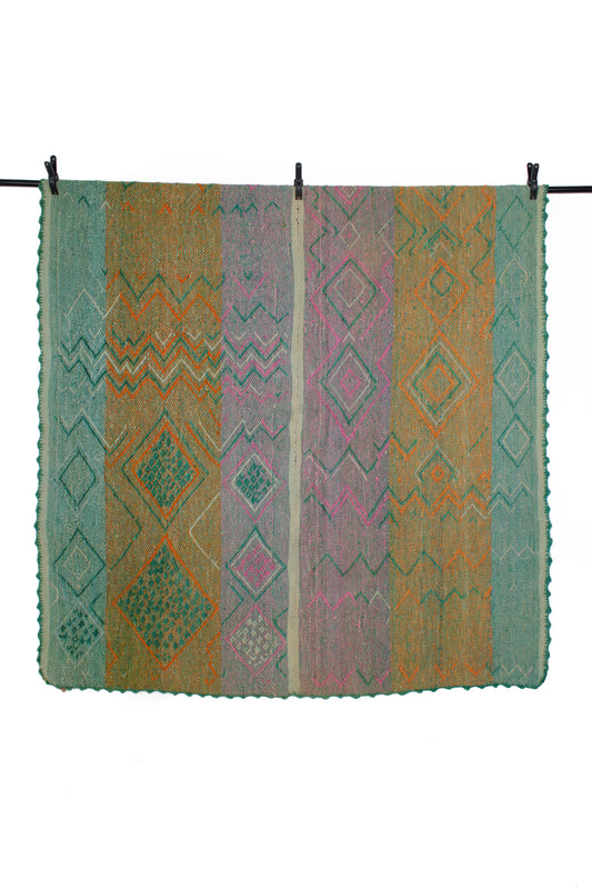 Vintage Frazada Teppich 160x154 handgewebt aus Peru