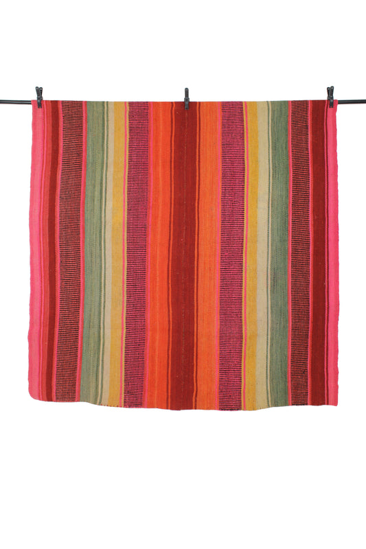 Vintage Frazada-Teppich 156x156 handgewebt aus Peru