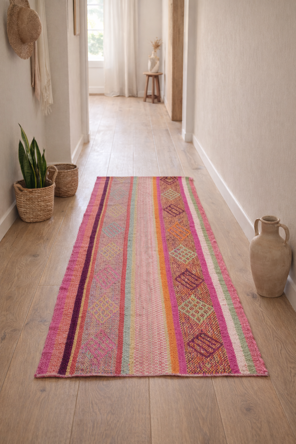 Peruanischer Frazada Teppichläufer handgewebt – bunter Boho Teppich