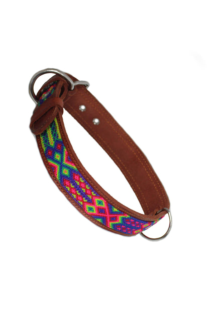 Mexican dog collar M, L, XL - coffee brown Flashy