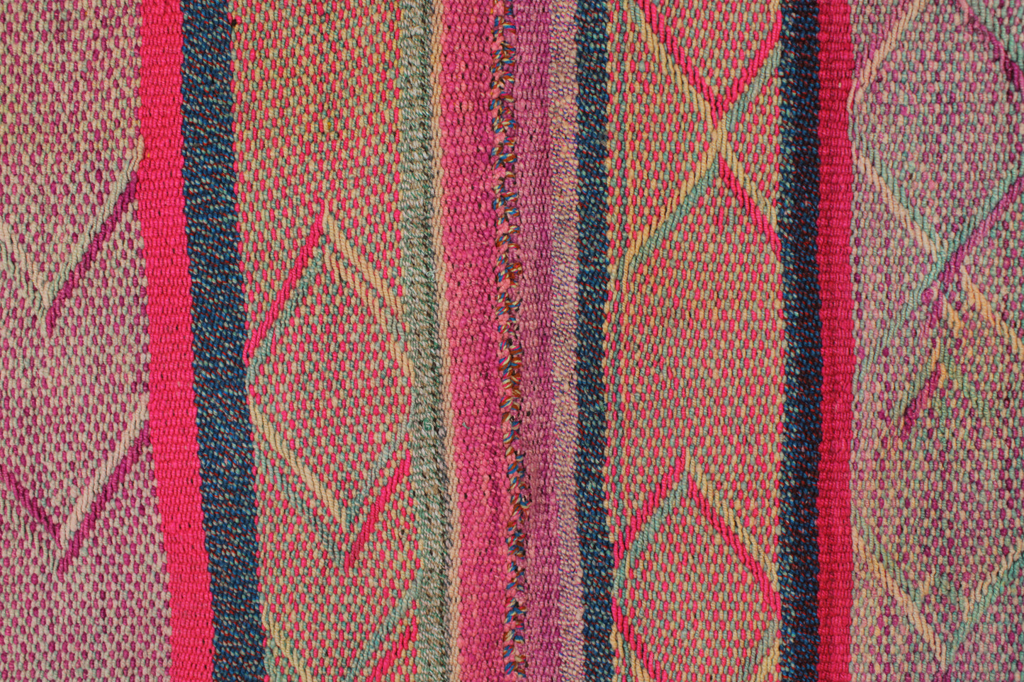 Handgefertigter Frazada-Teppich aus Peru – farbenfroh, traditionell und ideal für Balkon, Terrasse oder gemütliche Wohnräume. Dieser bunte Teppich bringt peruanisches Kunsthandwerk und Wärme in dein Zuhause und setzt lebendige Akzente im Boho- oder Ethno-Stil für drinnen und draußen.