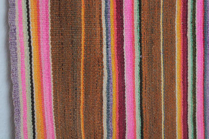 Handgefertigter Frazada-Teppich aus Peru – farbenfroh, traditionell und ideal für Balkon, Terrasse oder gemütliche Wohnräume. Dieser bunte Teppich bringt peruanisches Kunsthandwerk und Wärme in dein Zuhause und setzt lebendige Akzente im Boho- oder Ethno-Stil für drinnen und draußen.