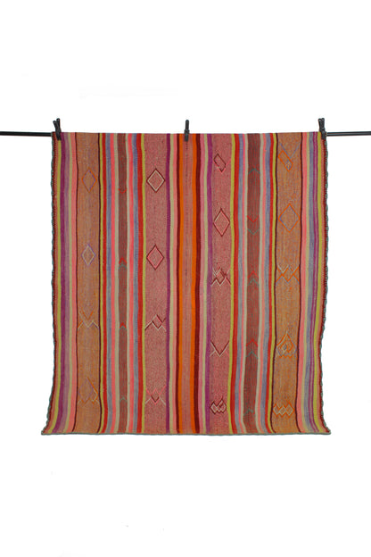 Handgefertigter Frazada-Teppich aus Peru – farbenfroh, traditionell und ideal für Balkon, Terrasse oder gemütliche Wohnräume. Dieser bunte Teppich bringt peruanisches Kunsthandwerk und Wärme in dein Zuhause und setzt lebendige Akzente im Boho- oder Ethno-Stil für drinnen und draußen.