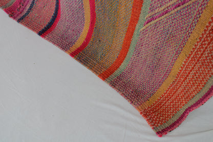 Handgefertigter Frazada-Teppich aus Peru – farbenfroh, traditionell und ideal für Balkon, Terrasse oder gemütliche Wohnräume. Dieser bunte Teppich bringt peruanisches Kunsthandwerk und Wärme in dein Zuhause und setzt lebendige Akzente im Boho- oder Ethno-Stil für drinnen und draußen.