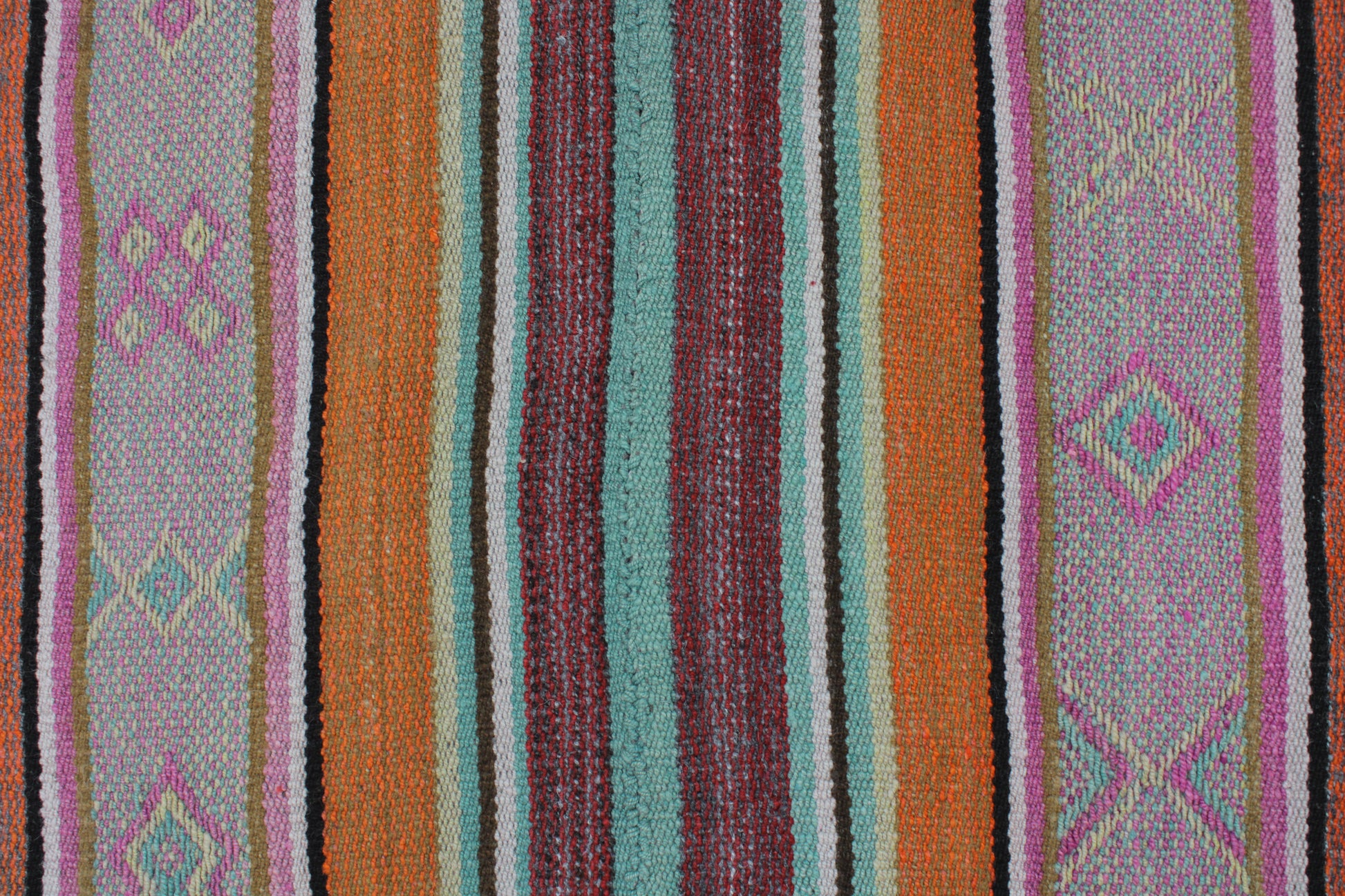 Handgefertigter Frazada-Teppich aus Peru – farbenfroh, traditionell und ideal für Balkon, Terrasse oder gemütliche Wohnräume. Dieser bunte Teppich bringt peruanisches Kunsthandwerk und Wärme in dein Zuhause und setzt lebendige Akzente im Boho- oder Ethno-Stil für drinnen und draußen.