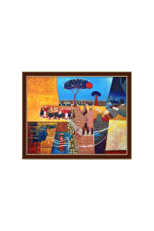 Ölgemälde "Festival de la Yunza" 70x90 cm von Künstler Anicama aus Peru