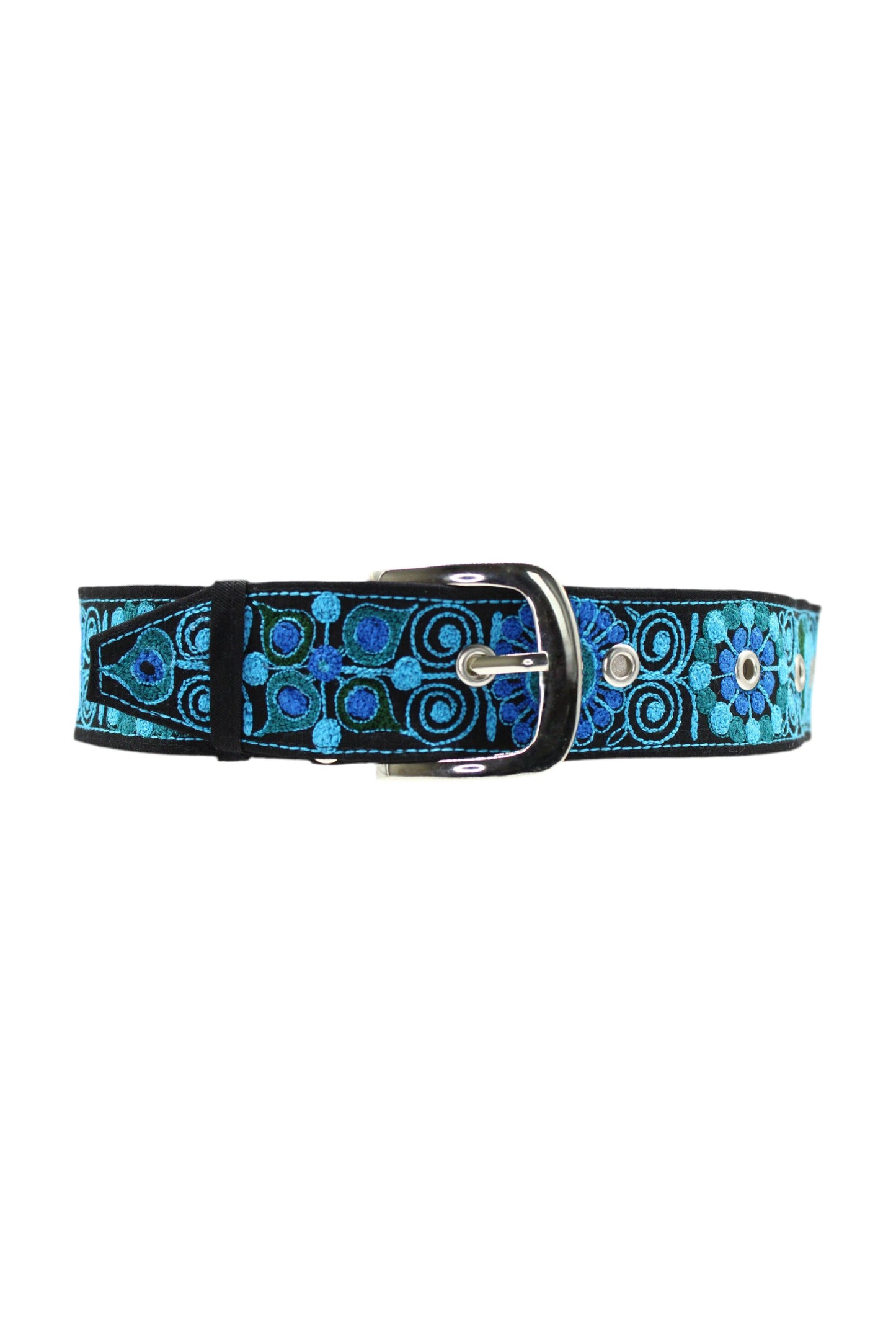 Handbestickter blauer Gürtel "Colca" aus Arequipa Peru, handgefertigt, mit traditionellen Stickmustern, Accessoire von Glueck & Fund