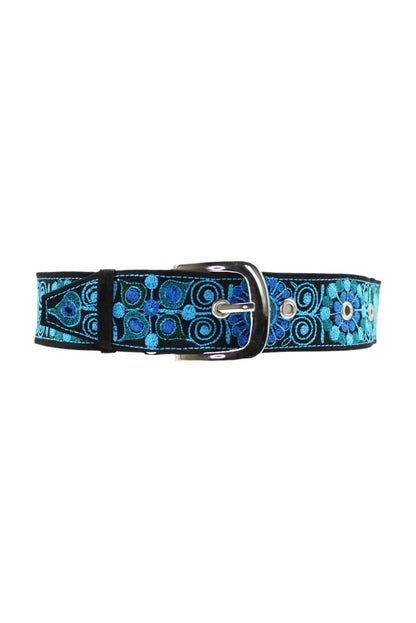 Handbestickter blauer Gürtel "Colca" aus Arequipa Peru, handgefertigt, mit traditionellen Stickmustern, Accessoire von Glueck & Fund