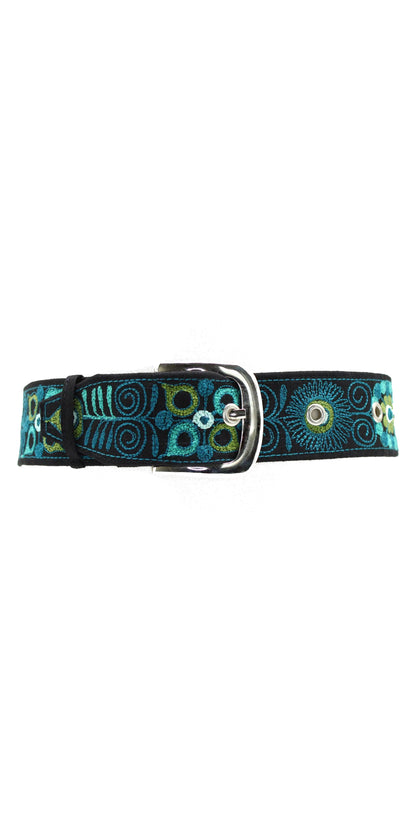 Hand-embroidered belt "Colca" from Arequipa, Peru - turquoise
