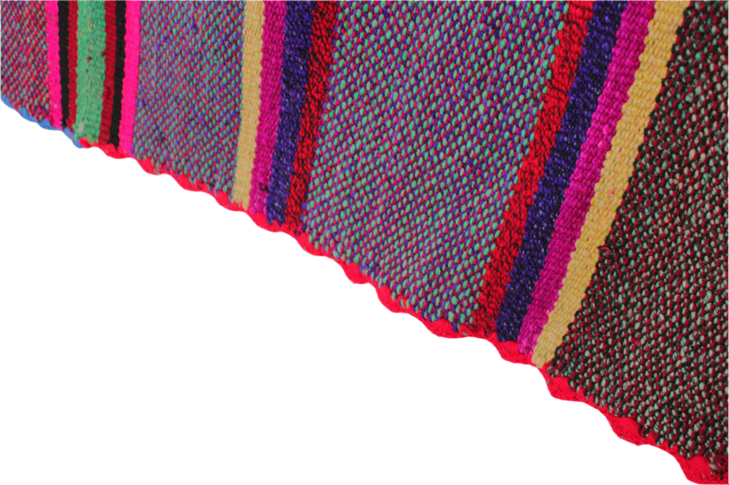 Großer handgewebter Vintage-Frazada-Teppich aus Peru, 172x148 cm, mit bunten Mustern von Glueck & Fund