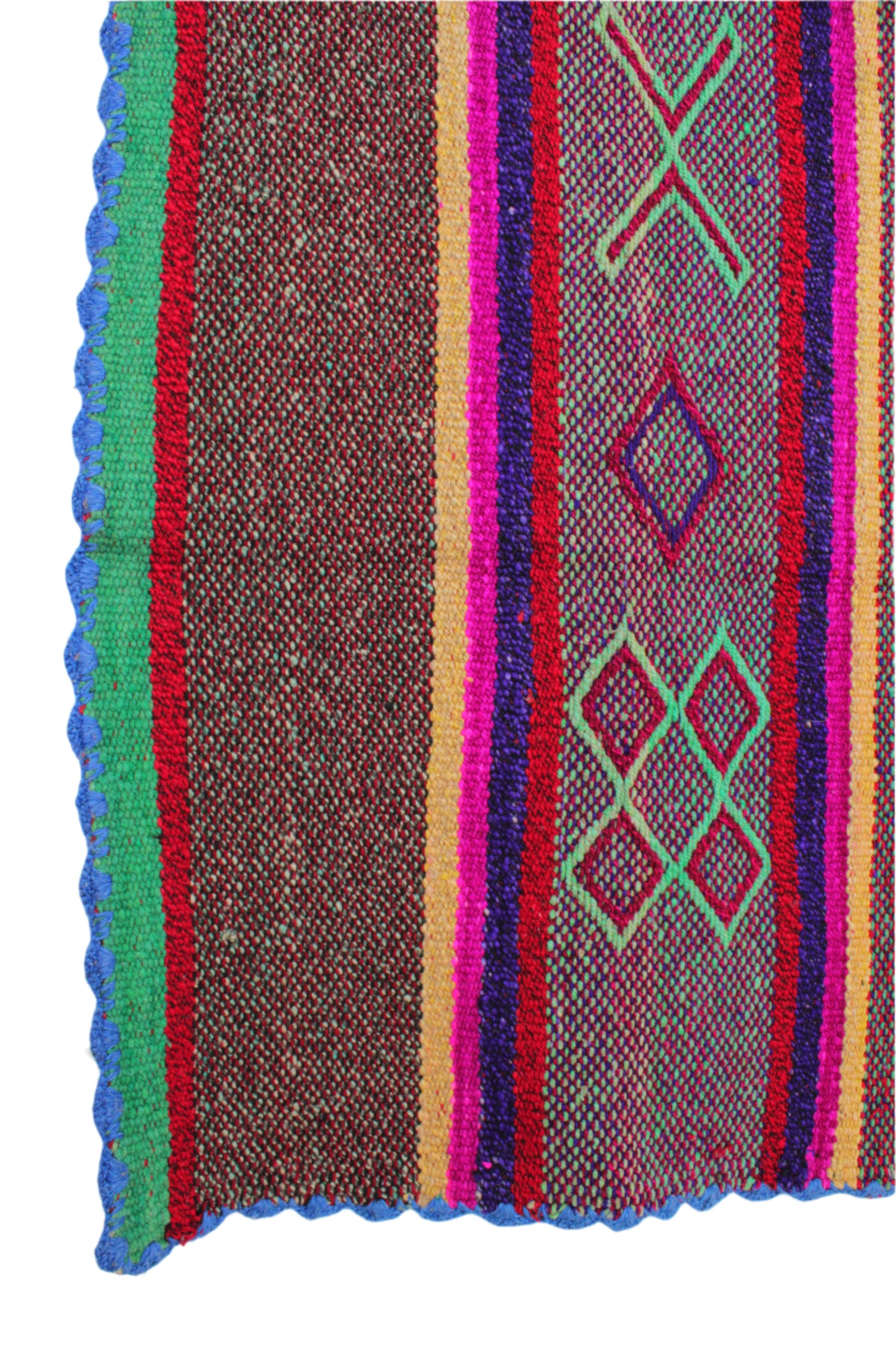 Großer handgewebter Vintage-Frazada Teppich aus Peru, 172x148 cm, von Glueck & Fund in bunten Mustern