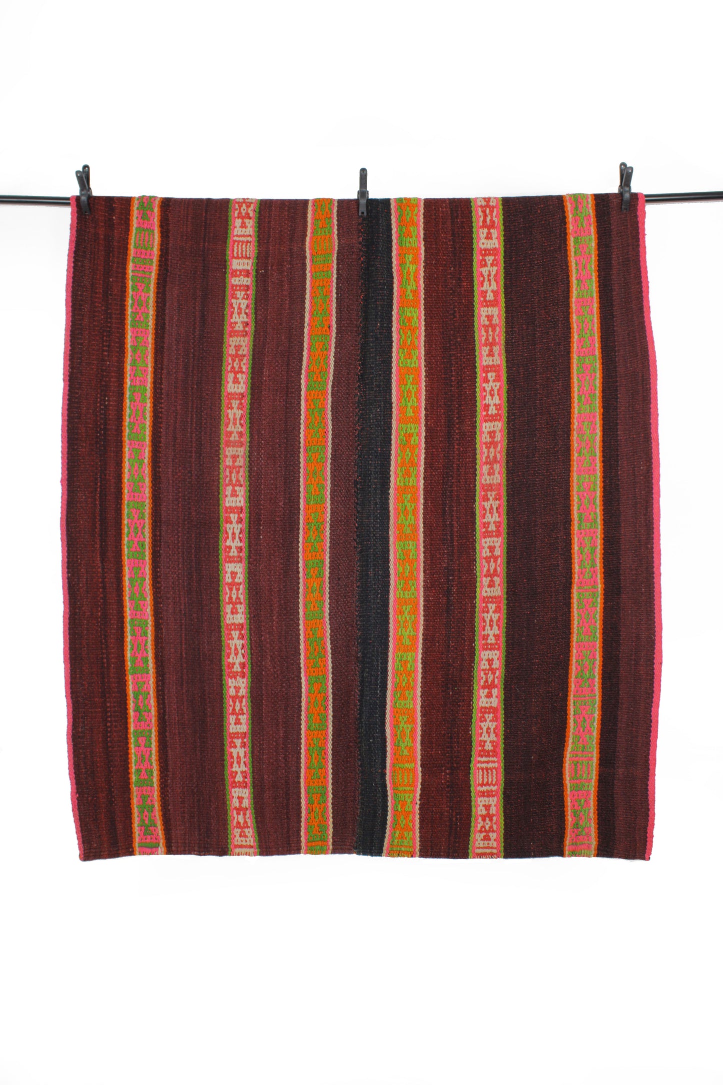 Handgewebter Kleiner Frazada-Teppich "Expressiva" aus Peru, 140x155 cm, mit buntem Muster von Glueck & Fund