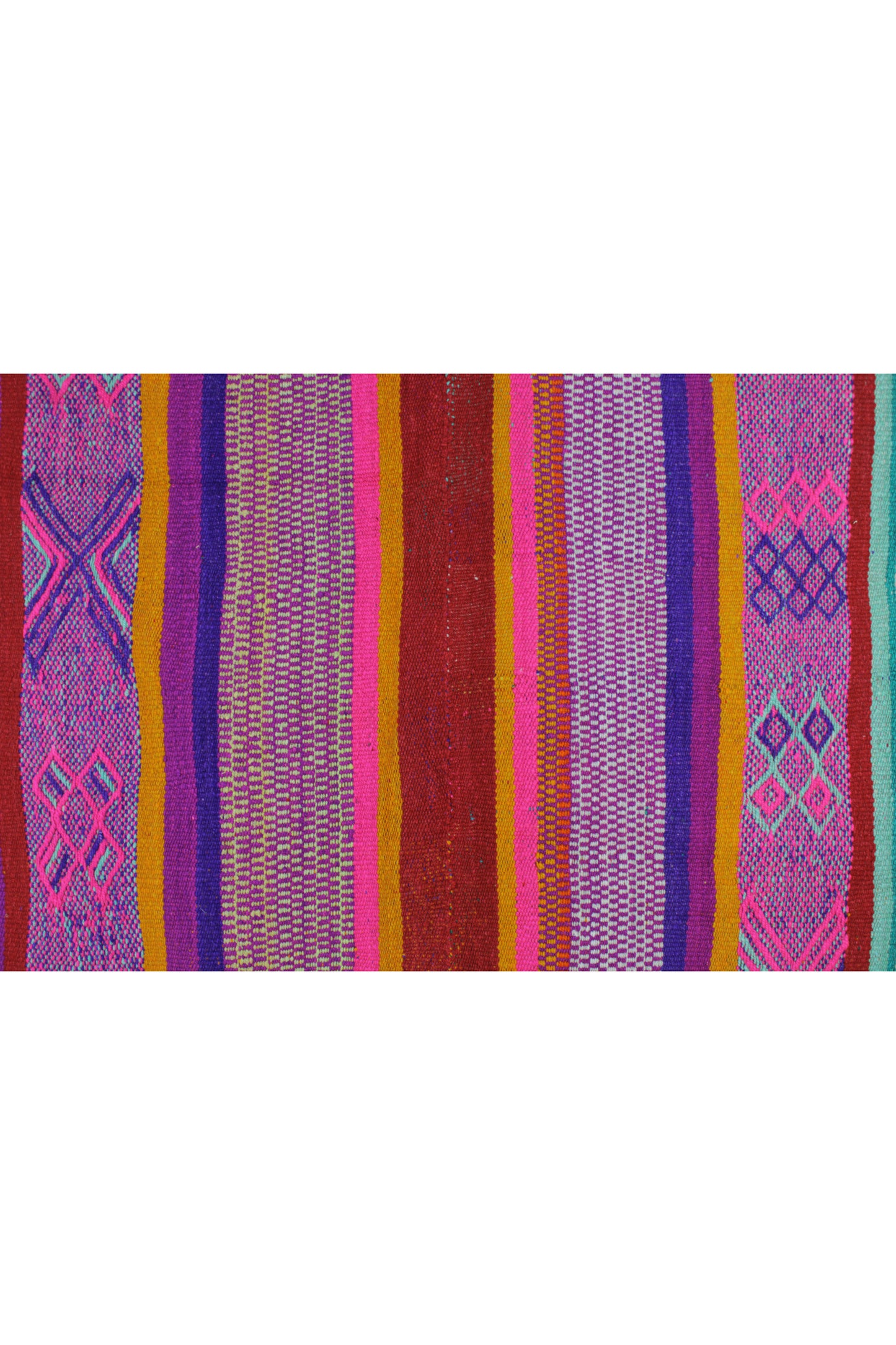Kleiner handgewebter Vintage-Peru-Teppich von Glueck & Fund, 146 x 150 cm, mit traditionellen Mustern in warmen Farben