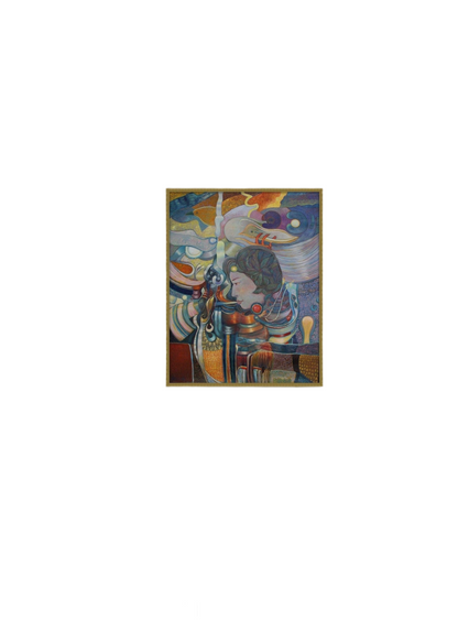 Ölgemälde "Frau im Wind" von Anicama, 90x70 cm, bunte Darstellung einer Frau im Wind, dekoratives Wandbild, Künstler aus Peru