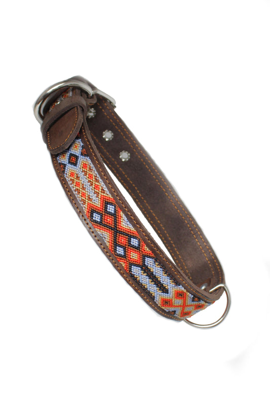 Braunes mexikanisches Hundehalsband von Glueck und Fund in den Größen M, L, XL, aus robustem Material, für Haustiere geeignet