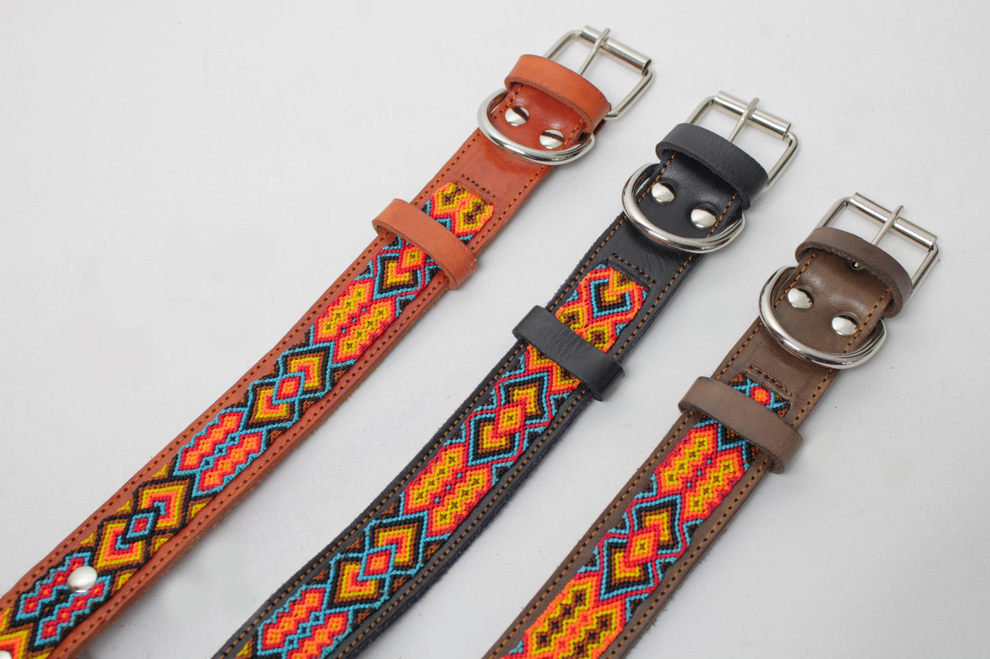 Mexikanisches Hundehalsband M, L, XL - kaffe braun Boho