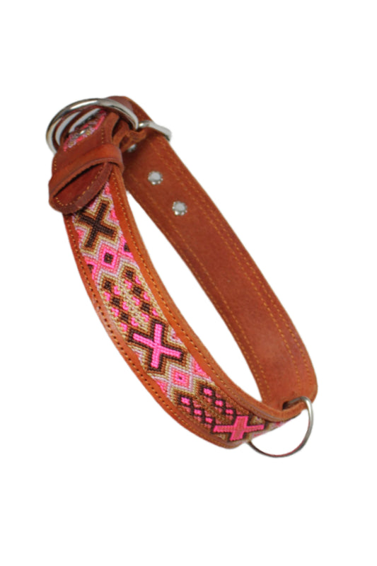 Mexikanisches Hundehalsband in Kaffee braun von Glueck und Fund, aus robustem Material, für mittlere bis große Hunde.