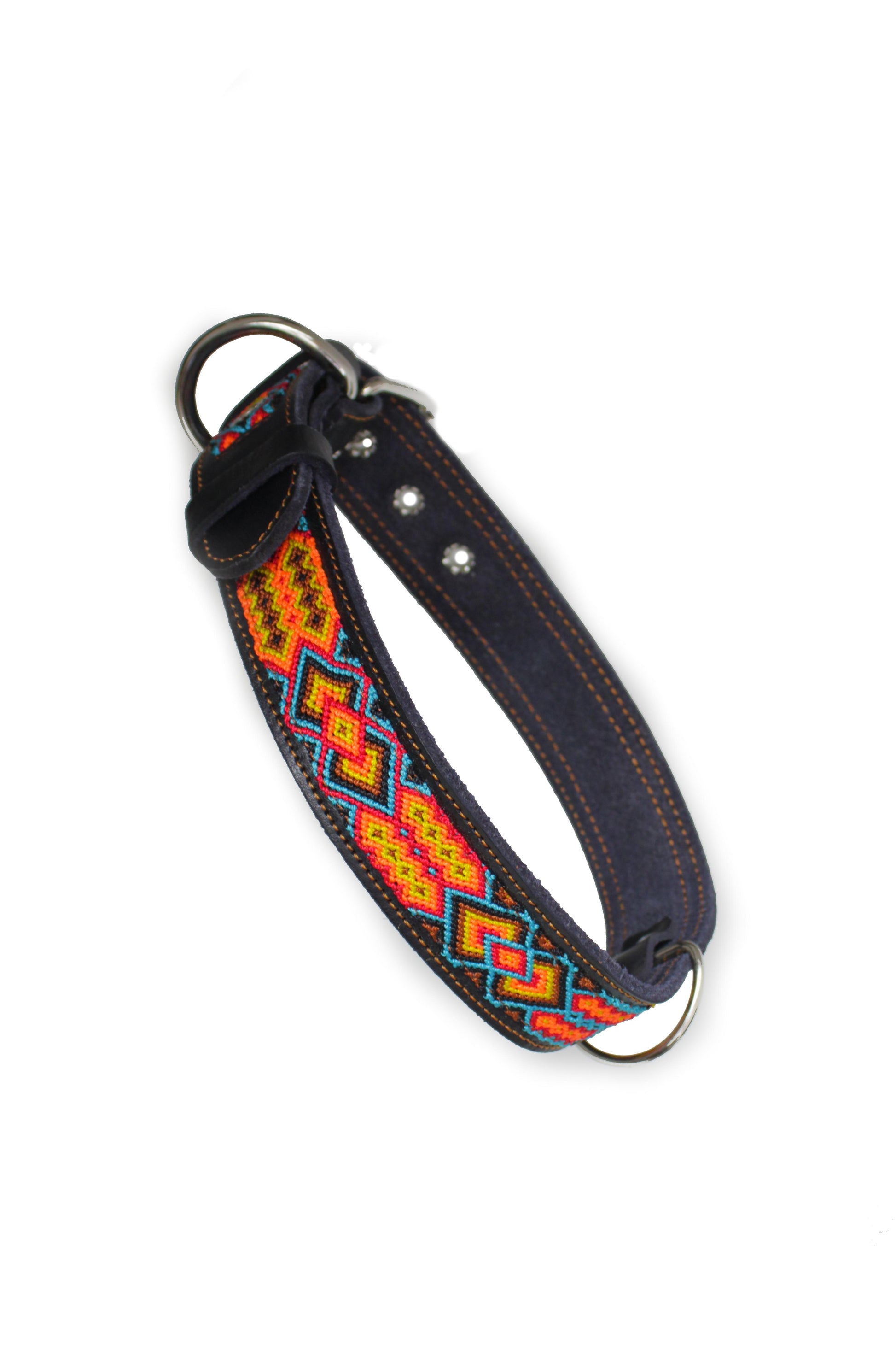 Schwarzes mexikanisches Hundehalsband in M, L oder XL mit Boho-Design, Haustier-Zubehör von Glueck und Fund