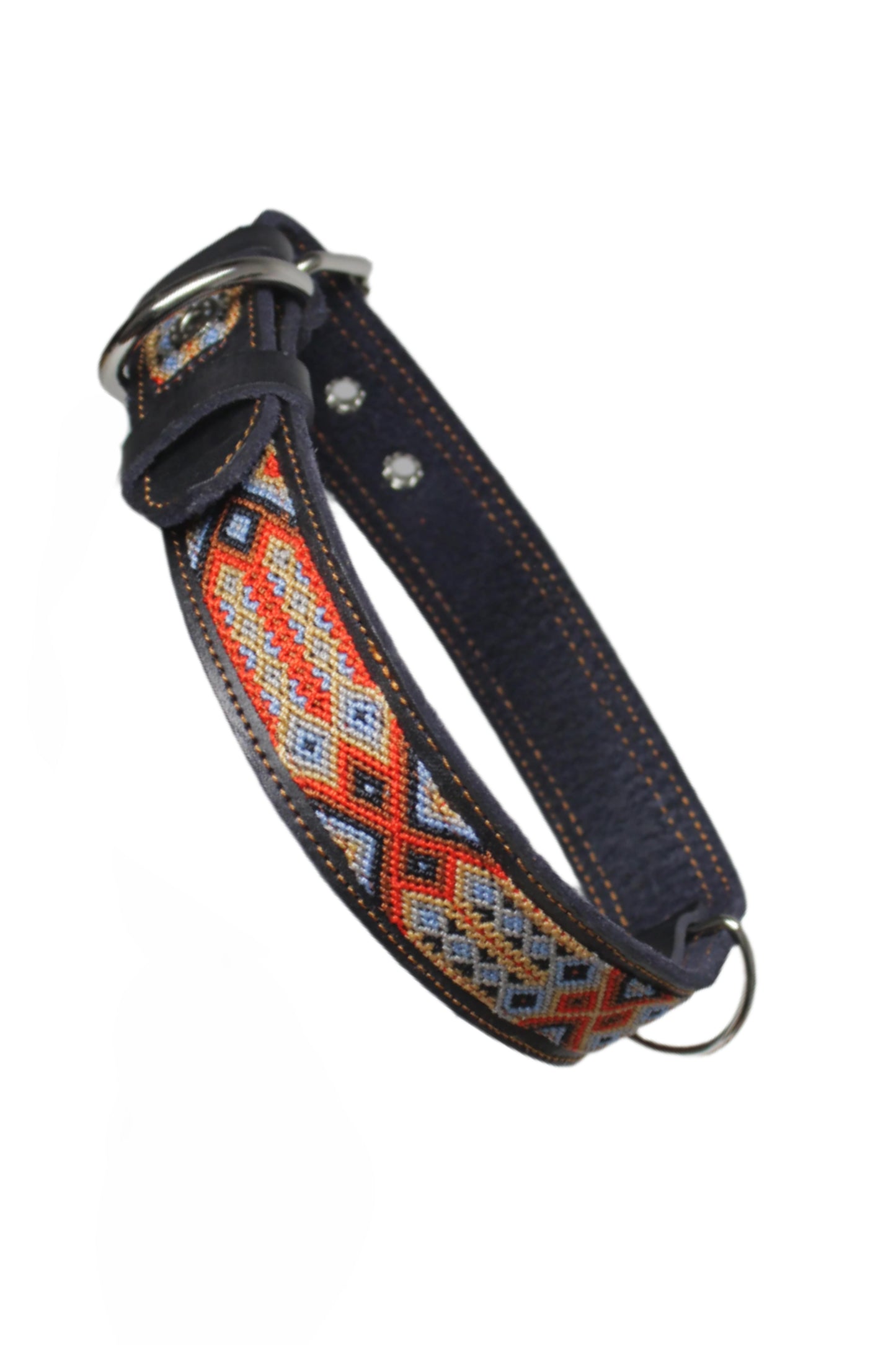 Schwarzes mexikanisches Hundehalsband von Glueck und Fund in den Größen M, L, XL, aus robustem Material für Haustiere