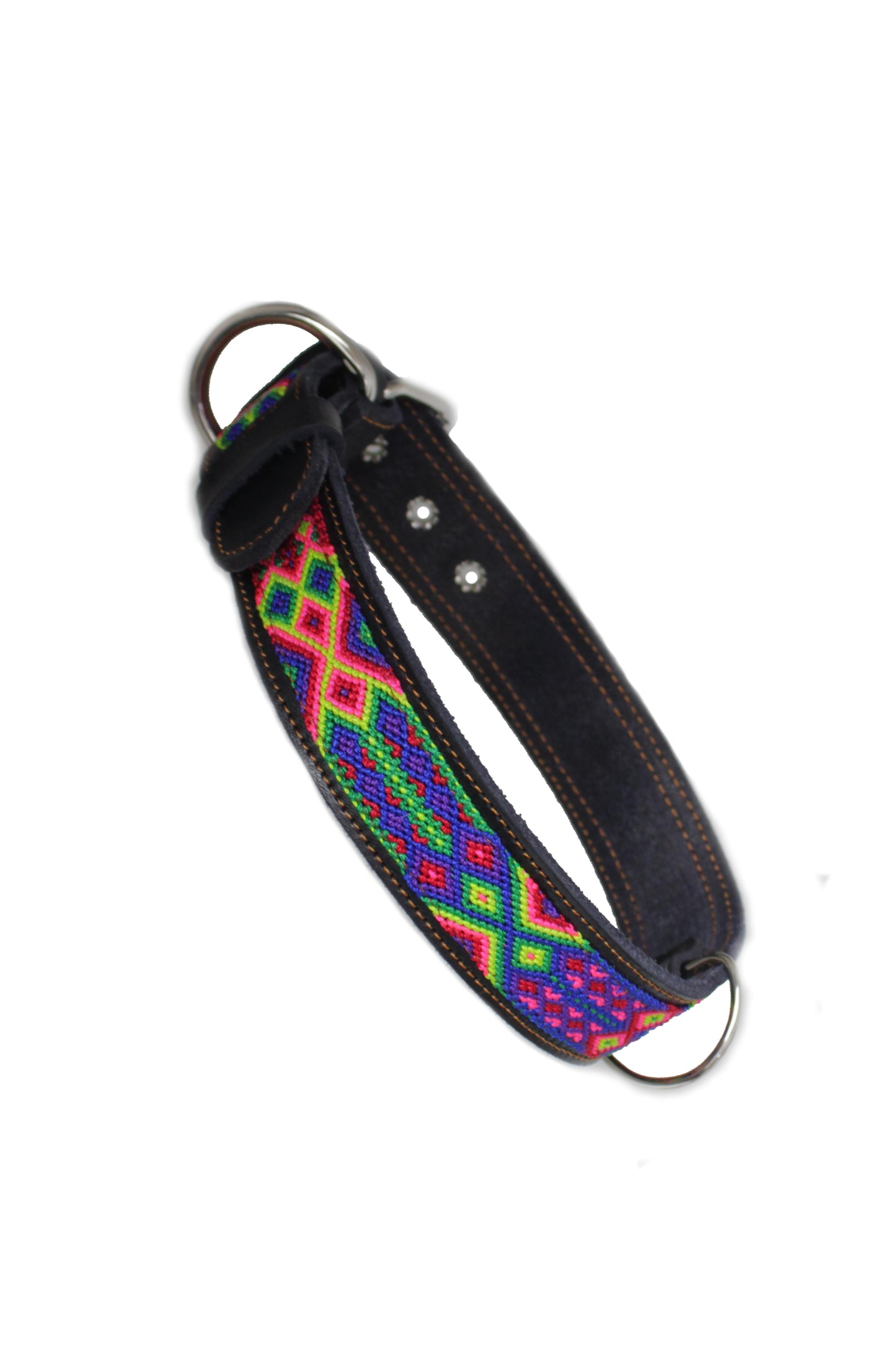 Schwarzes mexikanisches Hundehalsband Flashy in M, L oder XL, aus robustem Material für Haustiere, von Glueck und Fund