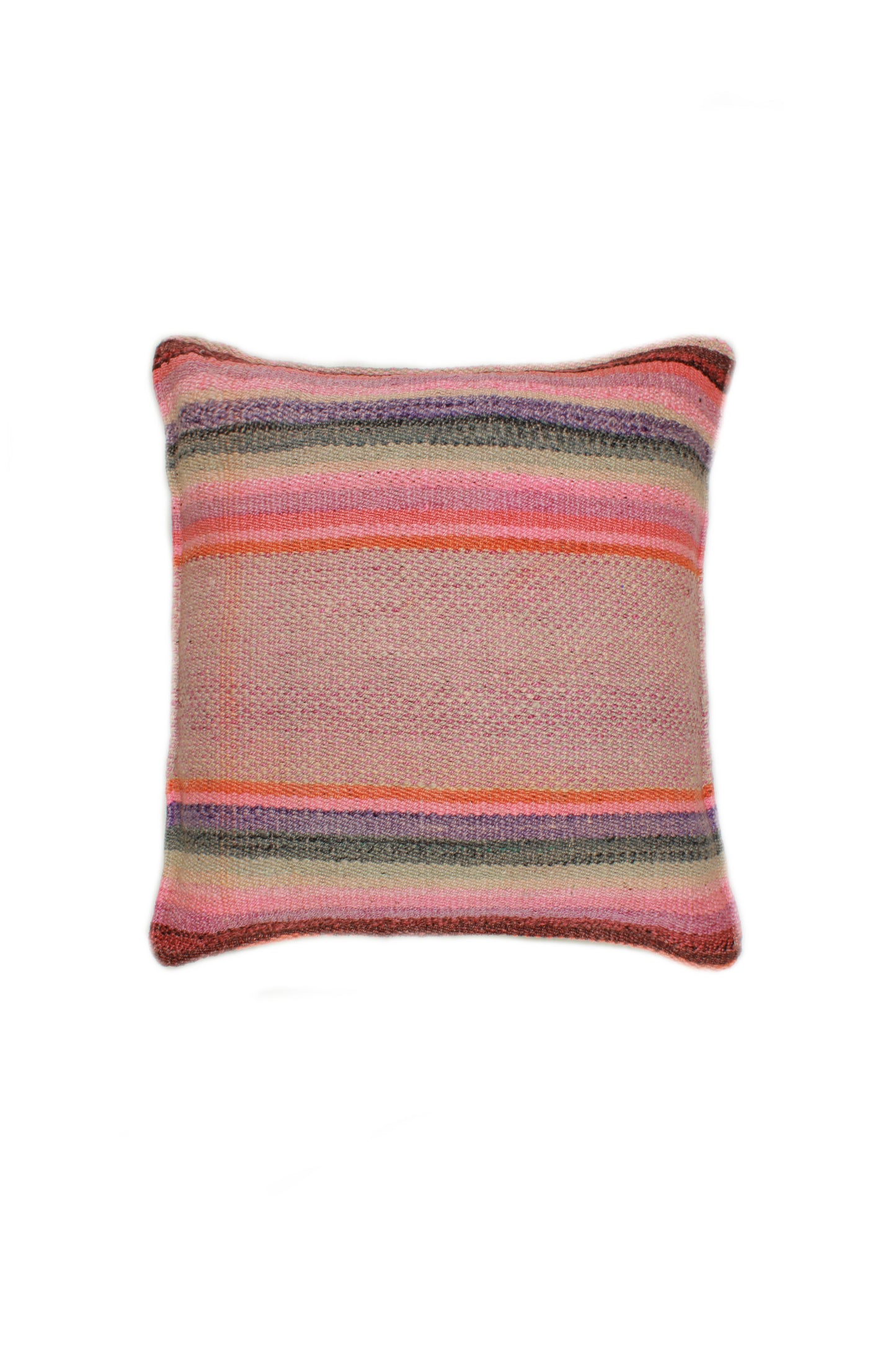 Rosa Frazadakissen 45x45 cm von Glueck und Fund, aus Peru, weiches Kissen mit traditionellem Muster auf der Oberfläche.