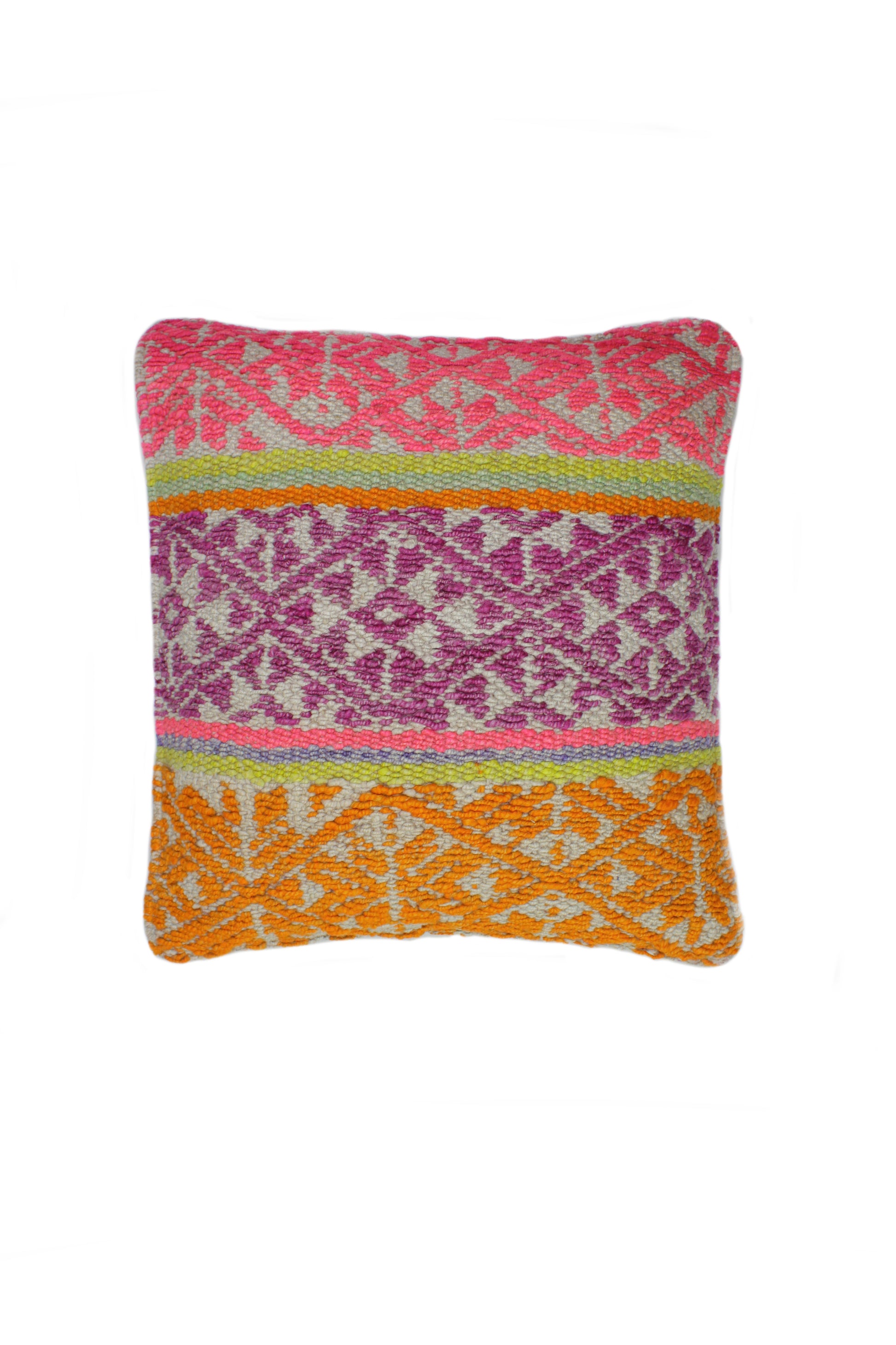 Buntes Kissen 45x45 cm mit Rautenmustern von Glueck und Fund, stilvolle Dekoration für Sofa oder Bett