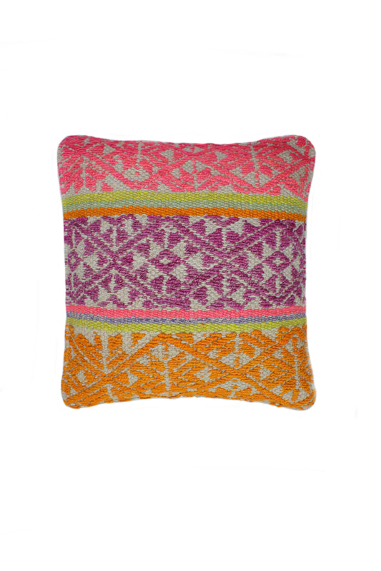 Buntes Kissen 45x45 cm mit Rautenmustern von Glueck und Fund, stilvolle Dekoration für Sofa oder Bett