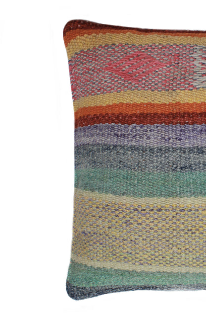 Blaue melierte Frazadakissenhülle 45x45 aus Peru, dekoratives Kissen im typisch traditionellen Stil von Glueck und Fund
