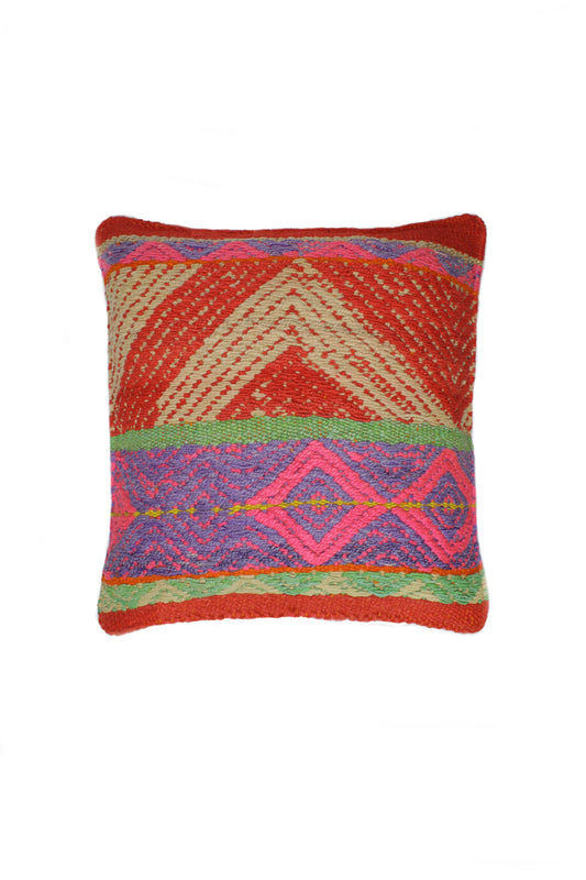 Bohemian Frazadakissen 45x45 aus Peru mit buntem, handgewebtem Muster, von Glueck und Fund für gemütliche Wohnräume