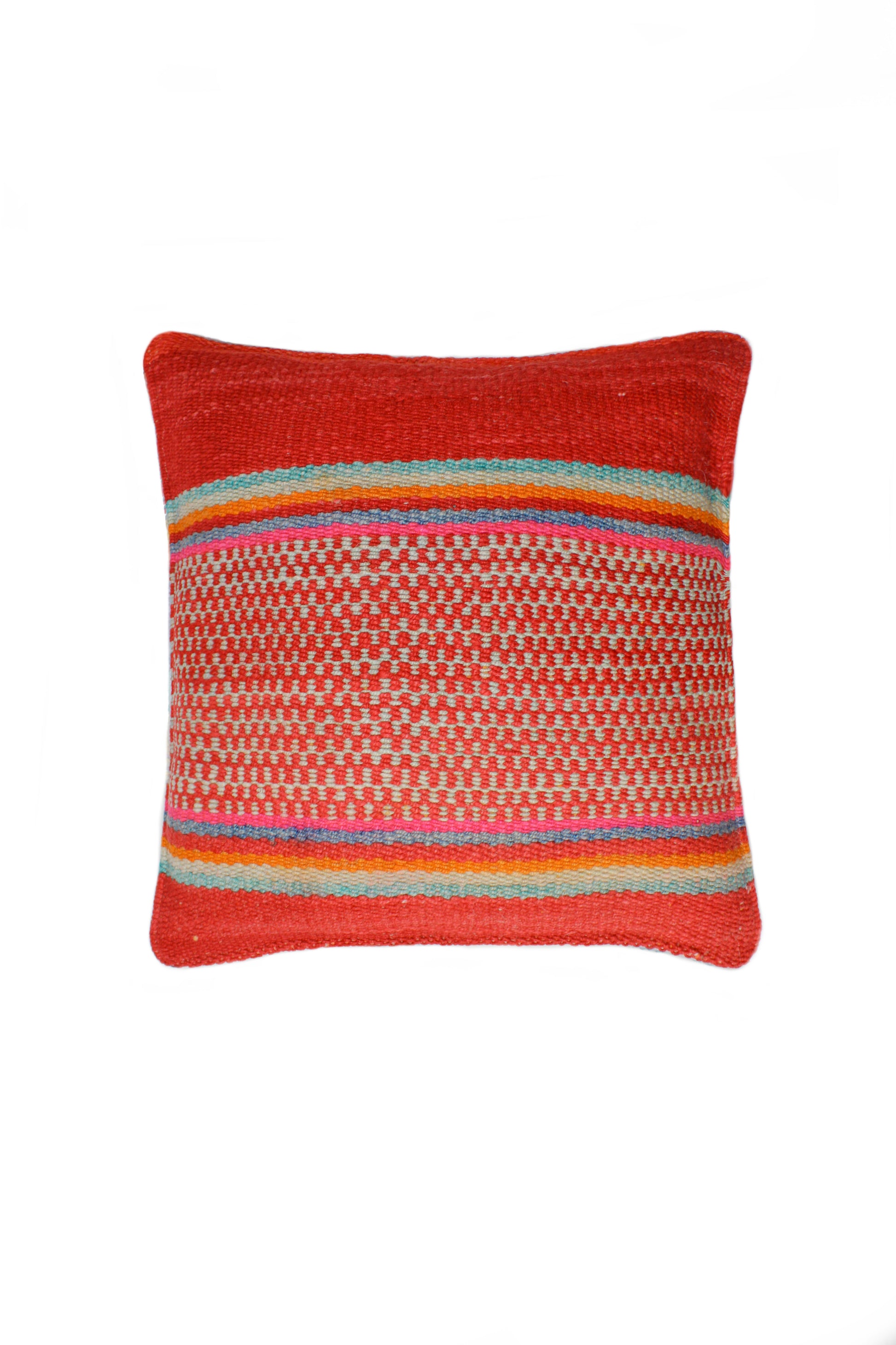 Rubinrotes Frazadakissen 45x45 cm von Glueck und Fund mit weichem Stoff und dekorativem Design.
