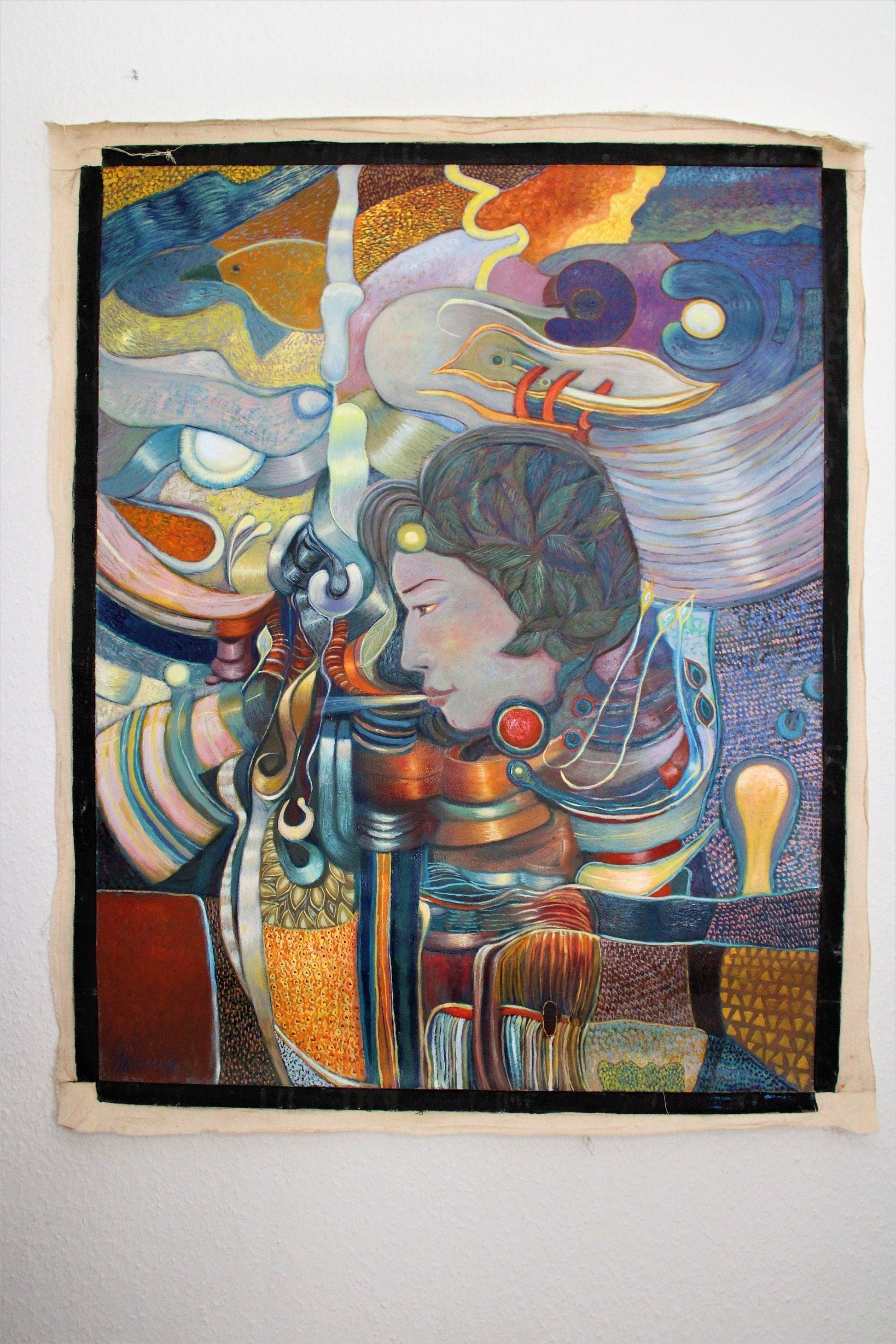 olgemalde frau im wind von kunstler anicama aus peru