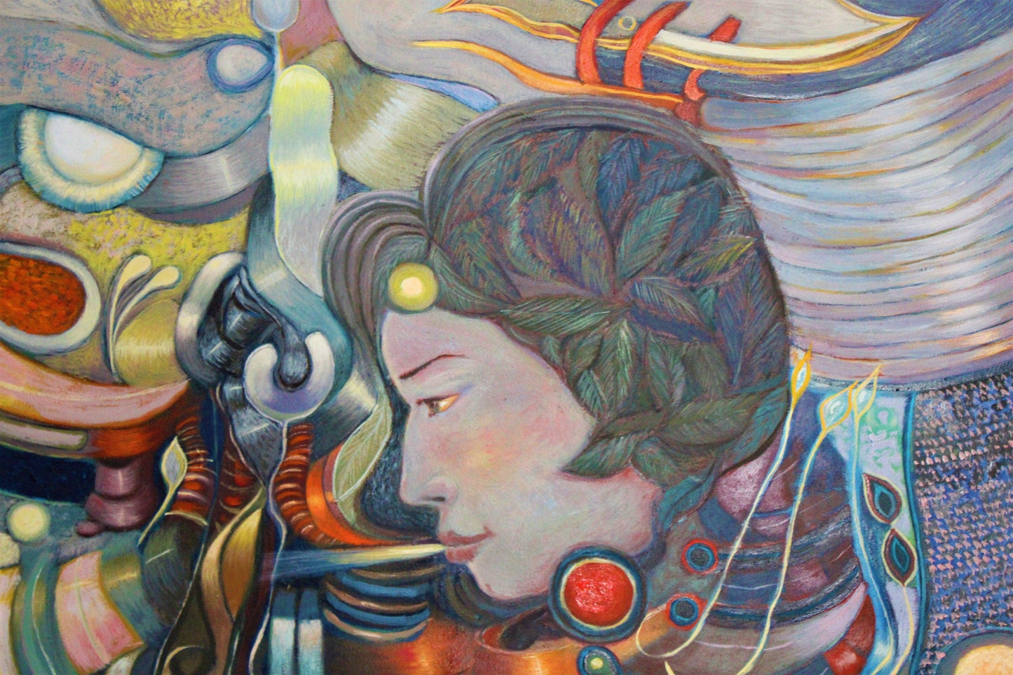 olgemalde frau im wind von kunstler anicama aus peru