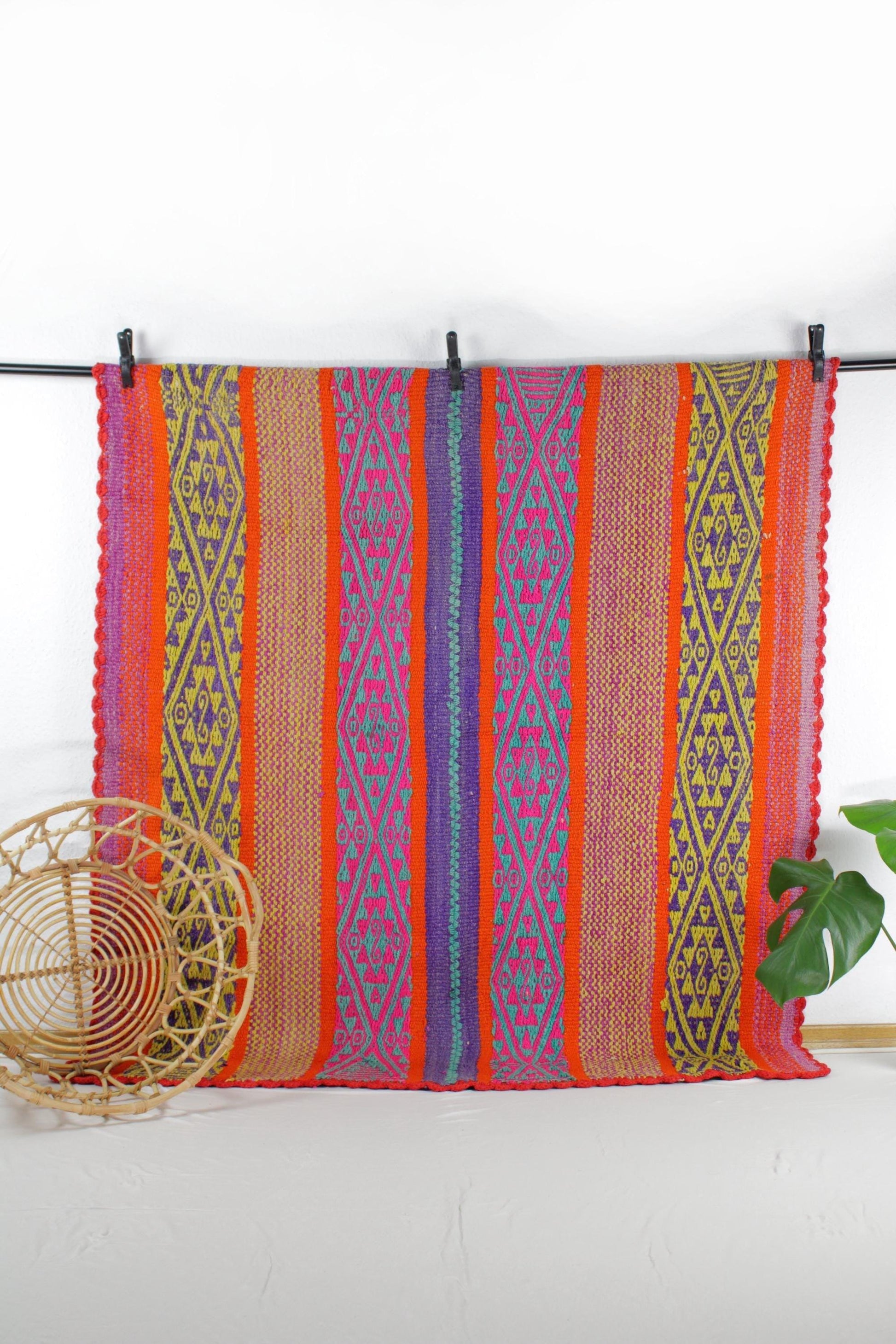 vintage frazada teppich handgewebt aus peru
