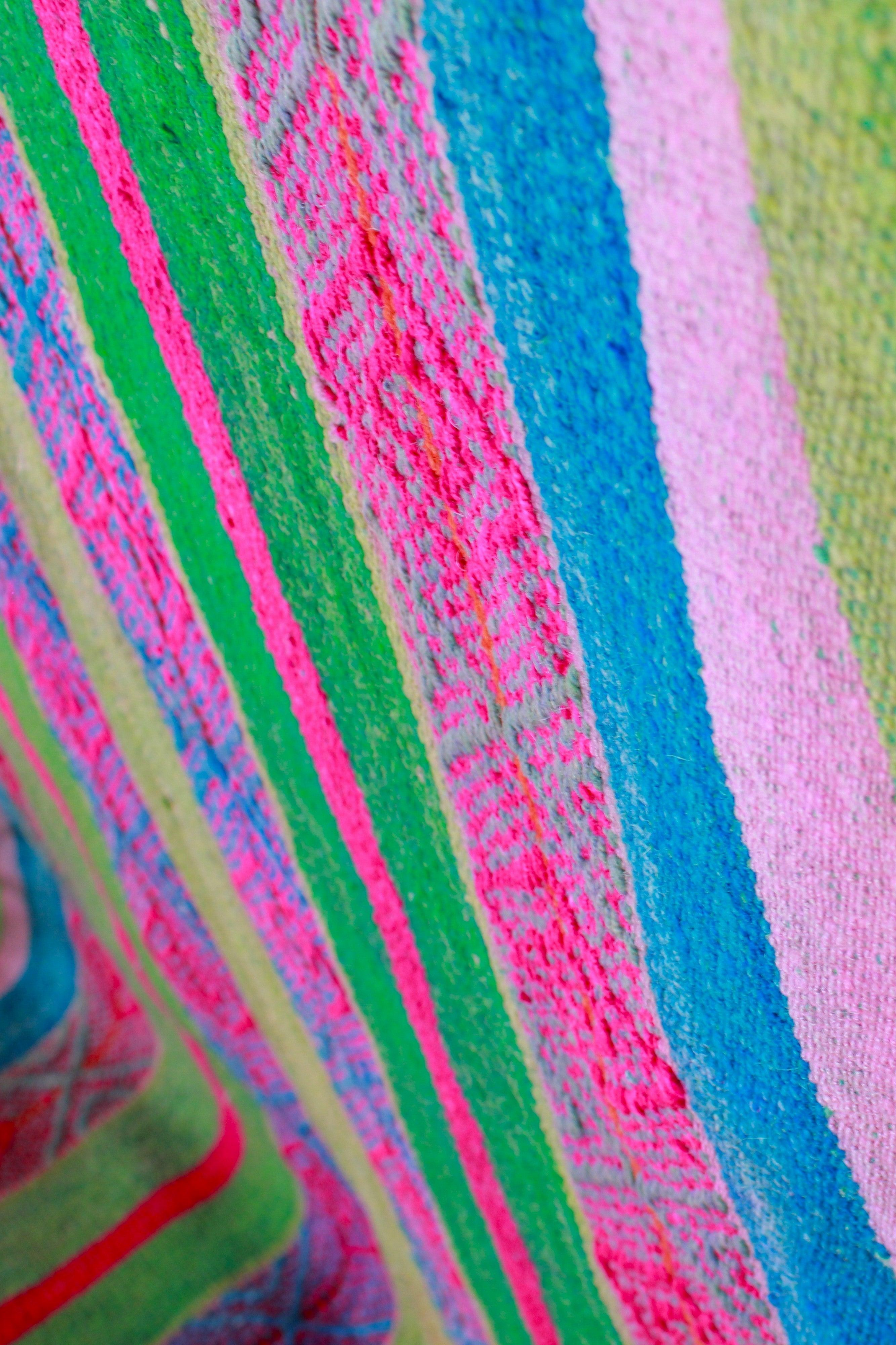 Vintage Frazada Teppich 186x156 handgewebt aus Peru