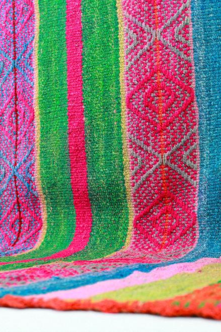 Vintage Frazada Teppich 186x156 handgewebt aus Peru