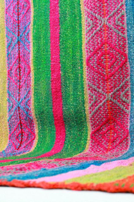 Vintage Frazada Teppich 186x156 handgewebt aus Peru