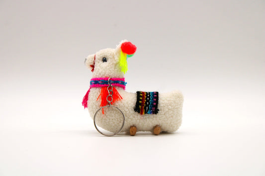 Lama Schlüsselanhänger Set Alpaka Fell-Anhänger kleines Geschenk Glücksbringer handgemacht Peru kleine Weihnachtsgeschenke